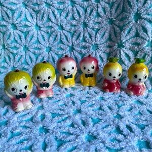 Vintage Anthropomorphic Salt & Pepper shakers 3 sets ! Fruits with faces kitschy